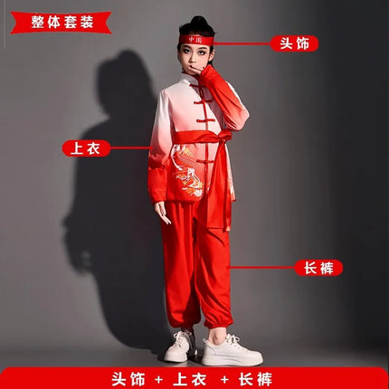 Children Clothing Ethnic Style Chinese Performance Kung Fu Uniform Boy Set Wushu Suit Cosplay Costumes Stage Girl Kids Clothes