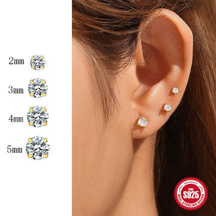BOAKO 3 Piece 925 Sterling Silver Earrings Set For Women Mini Stud Earring 18K Gold Plated Fine Jewelry Boucle Oreille Femme