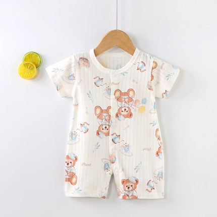 2025 New Baby Onesies Climbing Clothes Pure Cotton Summer Newborn Boys Girls Rompers Short-Sleeved Thin Harness Infant Clothes