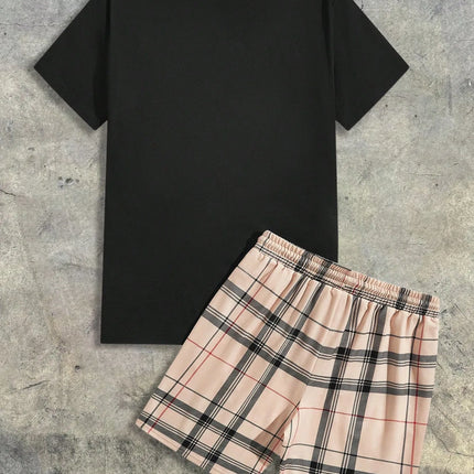 2026 Summer Men's Short-Sleeved Shorts Set with Bear Print Breathable Lightweight Casual Fashionable Outdoor Men's Clothing