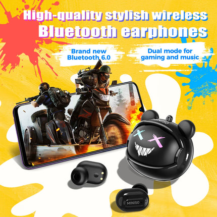 Bear-Themed Design MINISO MS118 Wireless Bluetooth Earphones Ai Translator Headphones for 150+ Languages Noise Canceling Earbuds