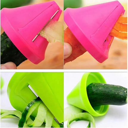 4-in-1 Rotary Vegetable Grater - Manual Slicer & Spiralizer for Potato, Carrot, Cucumber - Easy Clean Kitchen Tool (