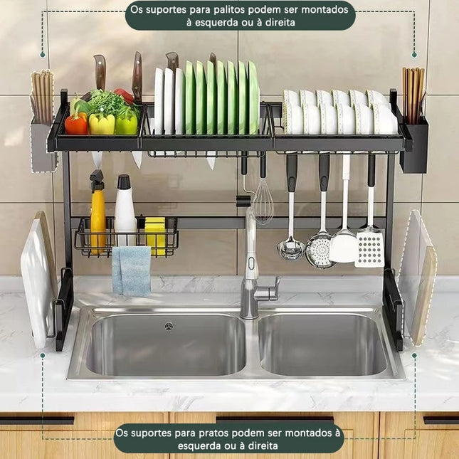 Stainless Steel Kitchen Storage Rack with Drainage System for Sink, Dishwasher Organized for Cups and Cutlery