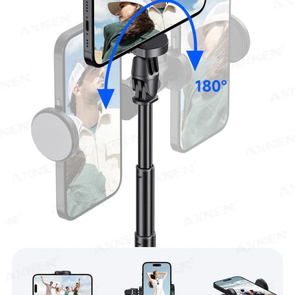Auto Pop-Up Tripod Portable 70-Inch All-in-one Selfie Stick, Foldable Phone Holder with Bluetooth Remote for iPhone Android