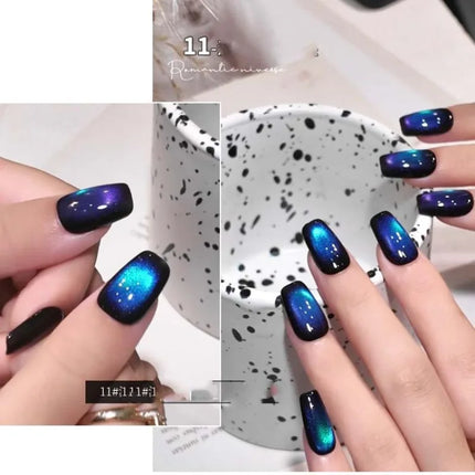 Double Light Romantic Cat Eye Magnetic Gel Nail Polish Sparkling Rainbow Colorful Soak Off Nail Art Gel Varnish Semi Permanent