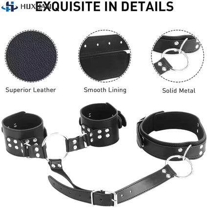 1PCS Neck To Wrist Restraints Kit Sexy Women Fetish Behind Back Handcuffs Collar Adjustable Bondage Set Couple Sex Game Tool