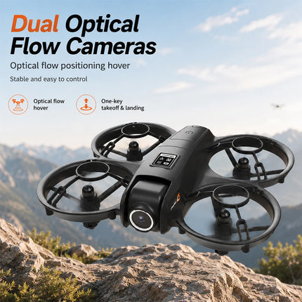 ZNLYRION YL3PK Mini Full Protective Drone With 2.4 Inch Screen Remote Dual Camera Optical Flow Hover 2 Batteries Indoor RC Quadcopter