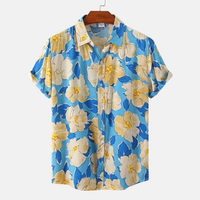 Men's Summer Hawaiian Vintage Printed Short Sleeve Shirt, Loose and Breathable Oversized Luxury Y2K Normal Shirt