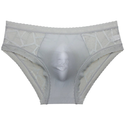 Sexy men underwear letter sports fitness clear ice silk bragas japonesas low waist U convex seamless panties boxers & briefs man