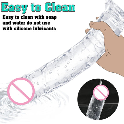 Transparent Big Dick 6 Sizes Realistic Jelly Dildo Women Gay Anal Sex Toys Soft Clitoris Vaginal Masturbators Penis Suction Cup