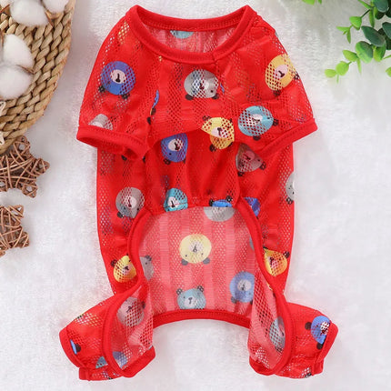 Dog Clothes Summer Mesh Jumpsuit Pajamas Pet Dog Onesie Tracksuit For Small Medium Dogs Dachshund York Puppy Bodysuit Overalls L