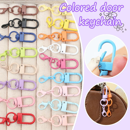 Lobster Clasp Spring Buckle Keychain with Chains Colorful Keyrings for DIY Jewelry Making Carabiner Key Ring Hooks Bags Buckle