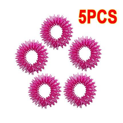 5PCS Stainless Steel Finger Massage Acupressure Ring Stress Relief Anxiety Teens Adults Stress Finger Toys For Adult Kids SBAMQ2
