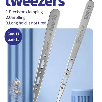 MECHANIC Extra Hard Anti-Magnetic Tweezer Stainless Steel Bent Pointed for Phone PCB Motherboard Soldering Repair Tweezers Tool
