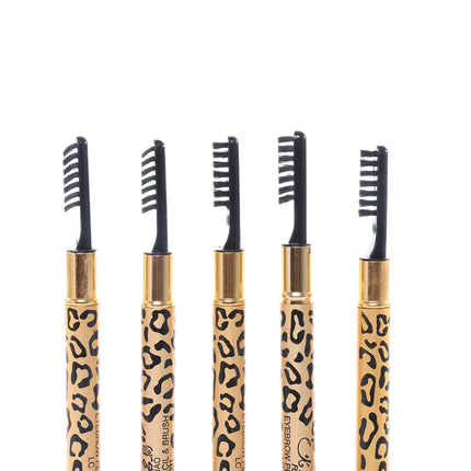 1PC Eyebrow Pencil Waterproof Longlasting Leopard Eyeliner Make Up Tool Maquiagem Eye Brow Shadows Pencil+Brush Cosmetic Pen