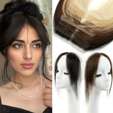 isheeny Lace Human Hair Sided Bangs 25cm Natural Straight Hair Bangs Hair Pieces 6 Colors Available Black Brown Blonde Hair