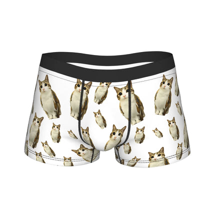Meowl Cat Owl Cute Pet Stickers Underwear  Comfortable Panties Customs Boxer Brief For Males 3D Pouch Oversize Trunk