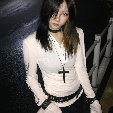 Seeslim Hooded Print Letter Graphic T Shirts Woman Clothes Youthful Long Sleeve 2000s Clothes Y2k Tees Female Clothing Autumn