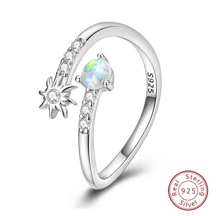 Adjustable Rings 925 Sterling Silver Mermaid Wing Dragon Sunflower Tulip Open Rings For Women Female Original Engagement Jewelry
