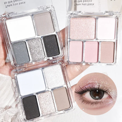 Korean Style Eyeshadow Palette 5 Colors Velvet Matte Pearl Shimmer Blendable Talc-Free Mini Holiday Gift Set