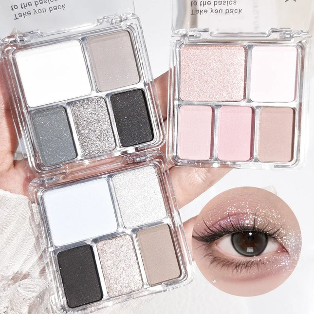 Korean Style Eyeshadow Palette 5 Colors Velvet Matte Pearl Shimmer Blendable Talc-Free Mini Holiday Gift Set