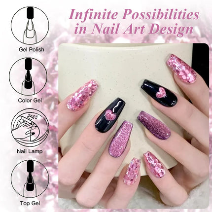 8ml Glitter Sequins Gel Nail Polish Nude Pink Silver Laser Glitter Semi Permanent Soak Off UV Gel Varnish Manicure Nail Supplies