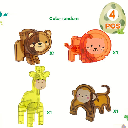 Magnetic Building Block Toys Magnetic Tiles with Animal Dinosaur Magnetic Props, Boys and Girls Holiday Birthday Gifts