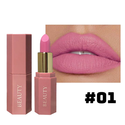 Matte waterproof velvet nude lipstick - Sexy red-brown long-lasting makeup - Professional style, easy to carry