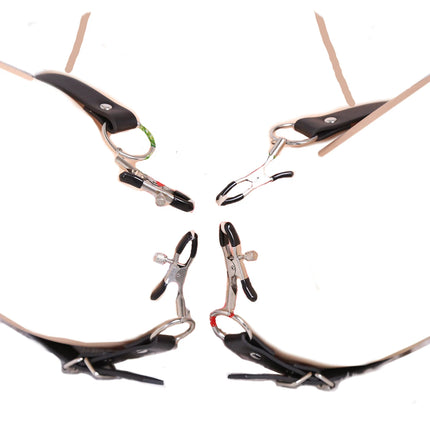 Thierry Labia Spreader Straps With 4 Clamps, Clip Onto Clitoris , Spread Pussy Open, BDSM Bondage Stimulator,Adult Sex Toys