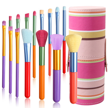 15 PCs Gift Box Packing Rainbow Color High Quality Makeup Brush Set - Perfect for Eyeshadow, Foundation, and Cosmetic Tools
