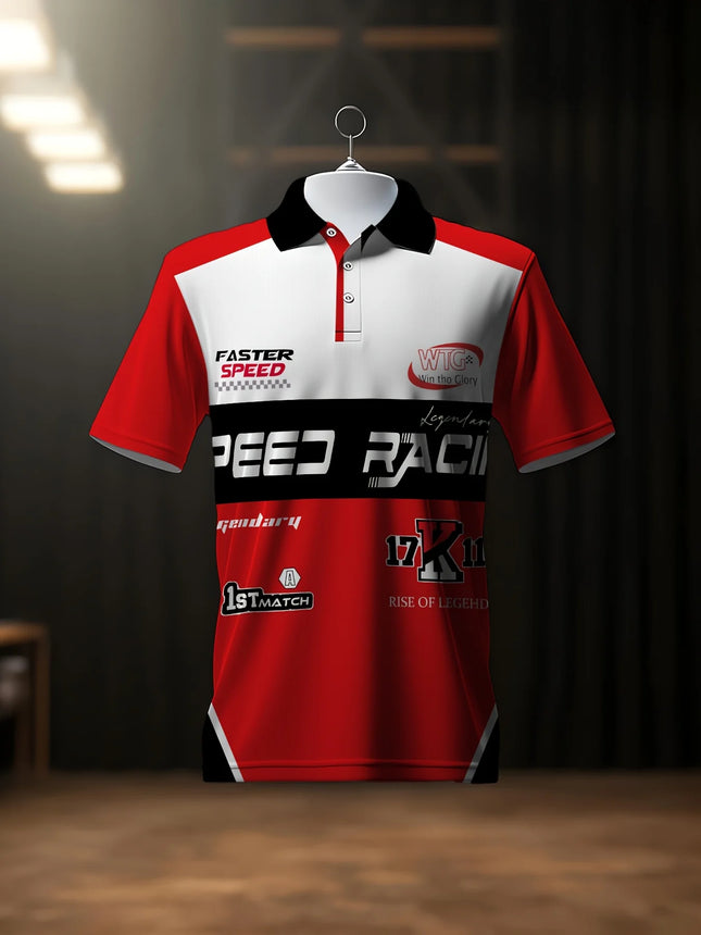 European and American Popular Men's Button Polo Shirt with Digital Printing Pullover, Breathable Lapel Short Sleeved Shirt