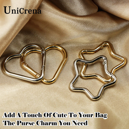 UniCrena Heart Carabiner Clip 4Pcs Spring Snap Hook Carabiner Keychain Ring Clip for Backpack Keys Travel Camping, Bulk Supplies
