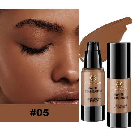 Long-Lasting Waterproof Liquid Foundation with Oil Control & Moisturizing, High Coverage Sweat-Resistant Concealer for Women,