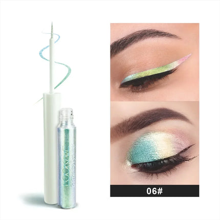 Shiny Chameleon Green Liquid Eyeliner Metallic Eyeshadow Multicolor Eye Liner Pearlescent Polarized Glitter Eye Pigment Makeup