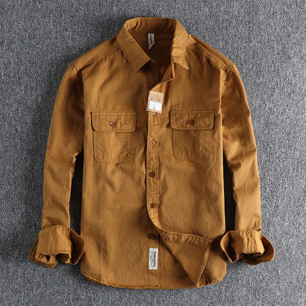 Multi-colored Retro Stripe Cotton Shirt Men's Long Sleeve Spring Autumn New Fashion Daily Dressed Up Workwear Shirt