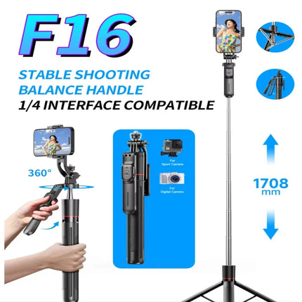 FANGTUOSI New 1.7M Wireless Selfie Stick Tripod Foldable Stand For Gopro Action Cameras Smartphones Balance Steady Shooting Live