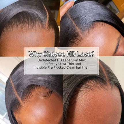 Eva 7x7 HD Lace Closure Pre Plucked Small Knots Straight Virgin Hair 9x6 HD Lace Frontal Body Wave Invisible HD Lace Melt Skins