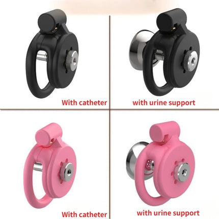 Urethral Inverted Negative Male Chastity Lock Flat Cock Cage with 4 Size Rings Metal Urethral Catheter BDSM Sex Toys for Men