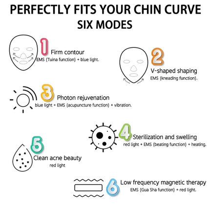 V Face Lift Massage Device Face Contour EMS Massage Double Chin Remove Red Blue Light Heat V-shaped Face Lift Beauty Instrument