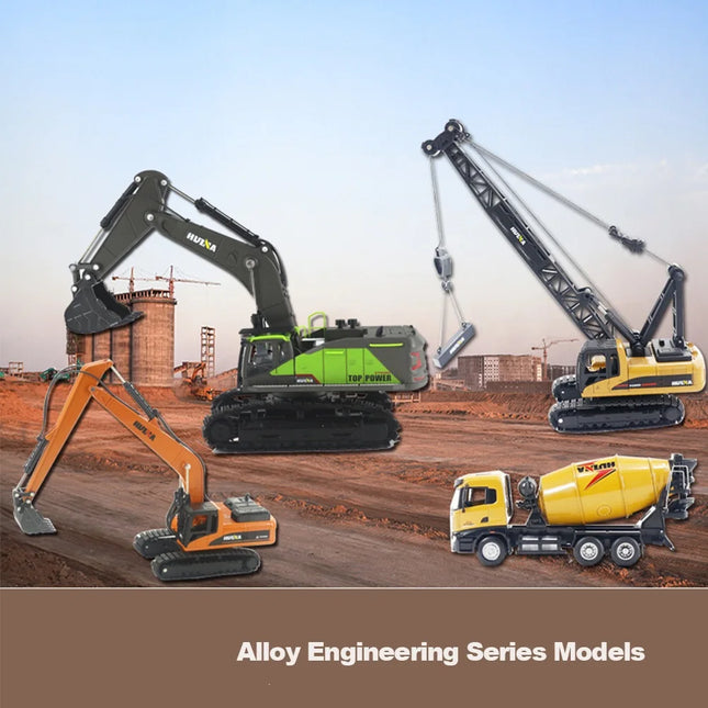 HUINA Model car toy 1/50 Metal Alloy Excavator Diecast Static Model Truck Crawler Engineering Vehicle Collection Boy Kids Gift