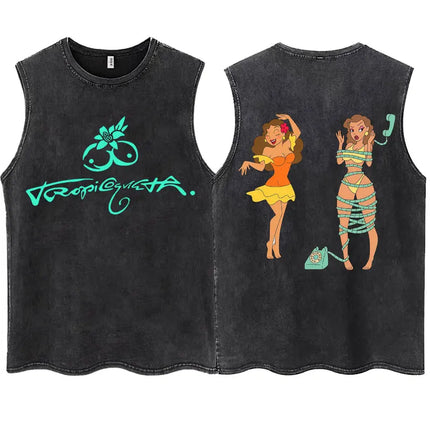 Wash KAROL G 2025 New Album Tropicoqueta Tank Tops Men Women Aesthetic T Shirt Casual Oversized 100% Cotton Sleeveless T Shirts
