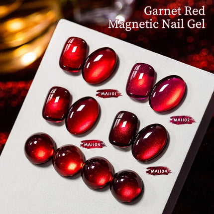Garnet Red Cat Magnetic Gel Nail Polish Sparkling Glitter Semi Permanent Soak Off UV Gel Varnish For Valentine's Nail Supplies