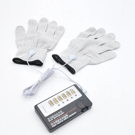 BDSM Flirting Sex Toys Electric Shock Conductive Fiber Massage Gloves With Wire Electro Stimulation Breast Clitoris Body Massage