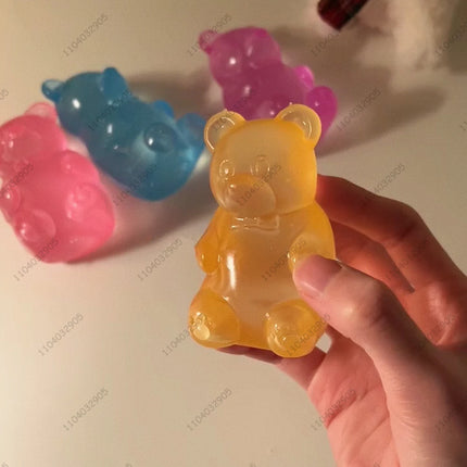 Colorful Gummy Bear Fudge Squeeze Toy Jelly Bean Gummy Candy Fidget Hand Relax Toy Anti-Stress Release for All Ages