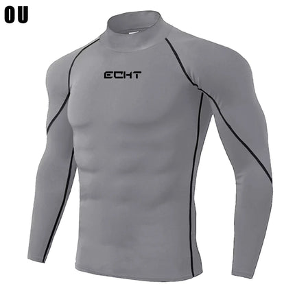 Men's Workout Compression Shirt Turtleneck Long Sleeve Rash Guard Gym Base Layer Athletic Undershirt Gear Sports Shirt