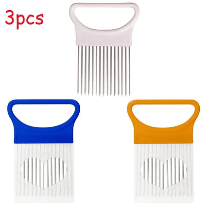 1/2/3/4pcs Effortlessly Slice Onions with this 1pc Colorful Onion Slicer Kitchen stainless steel potato chip onion holder