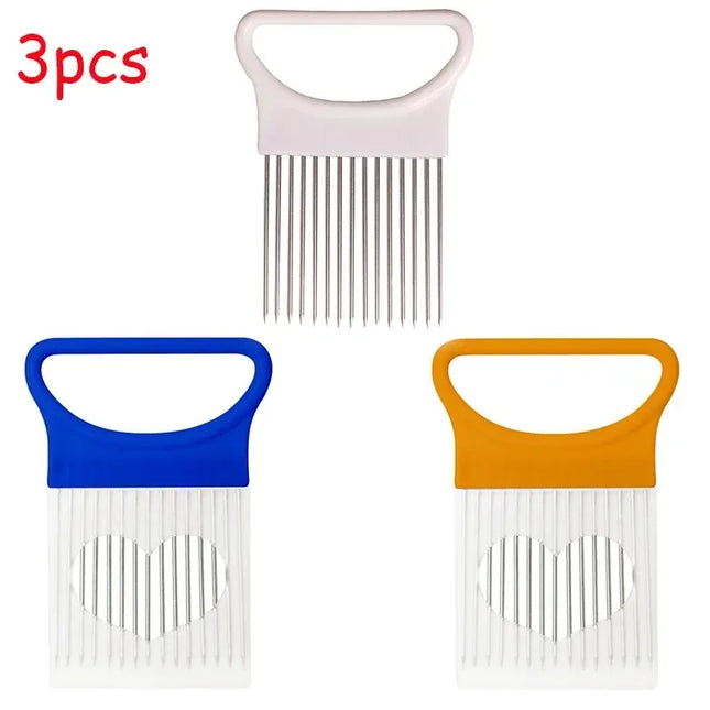 1/2/3/4pcs Effortlessly Slice Onions with this 1pc Colorful Onion Slicer Kitchen stainless steel potato chip onion holder