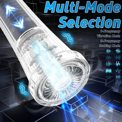 Realistic 3D Textured Ultimate Penis Pumping Experience 9 Frequency Vibrating & Sucking Automatic Male Masturbator Adult Toys 18