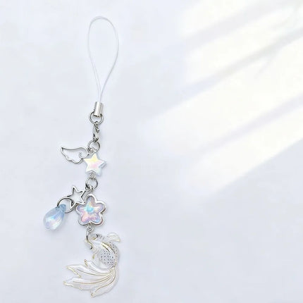 Plastic Lucky Koi Phone Pendant Crystal Beads Unique Beaded Keyring Lightweight Simulation Fish Keychain Charms Car Key Jewelry