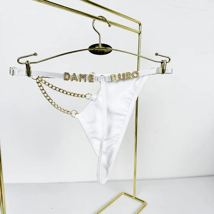 Sexy Custom Crystal Letters Name G-String Waist Chain Women Personalized Body Chain Lace Bikini Thong Beach Custom Jewelry Gift